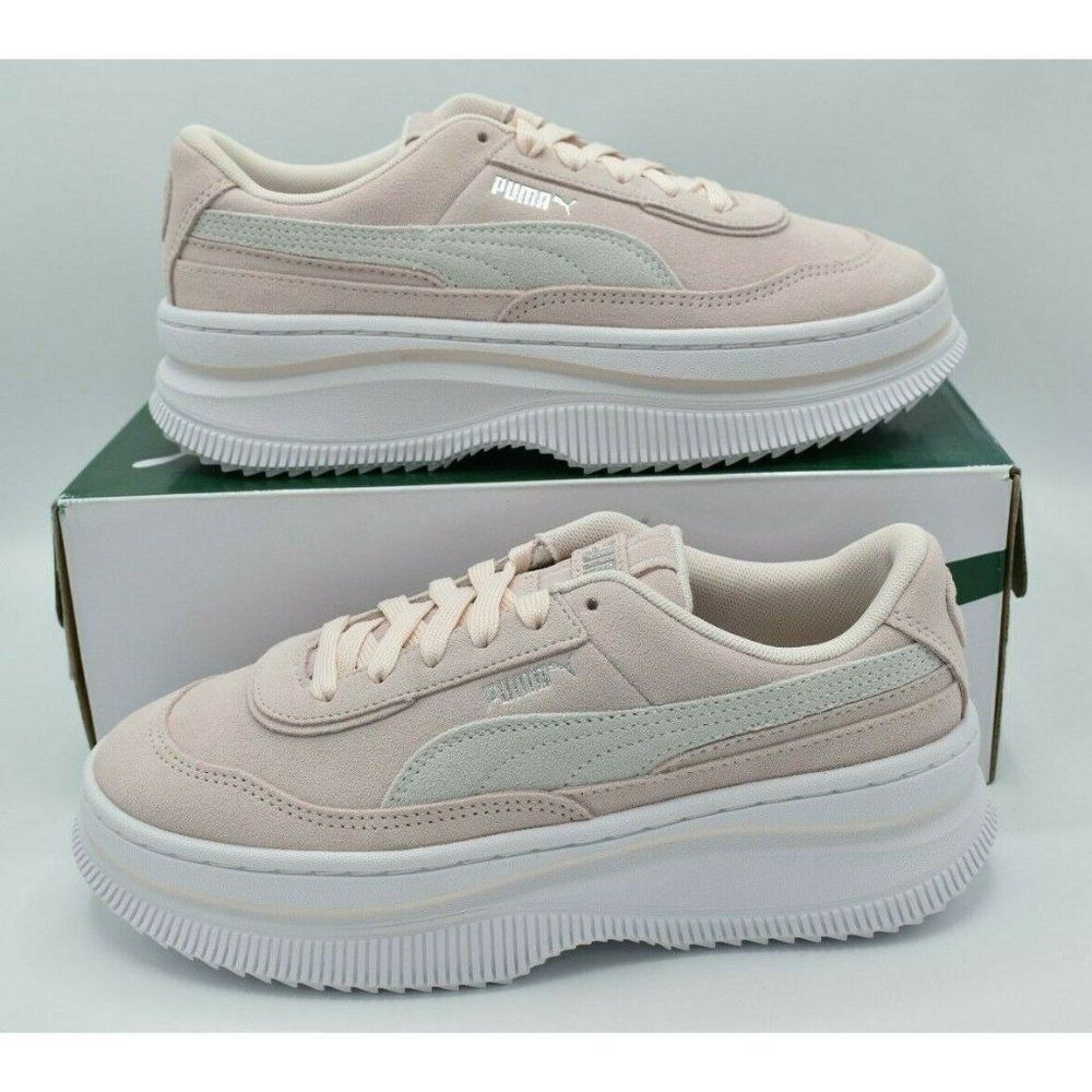 Puma Womens Size 9.5 Deva Suede Pink White Casual Platform Sneakers Shoes